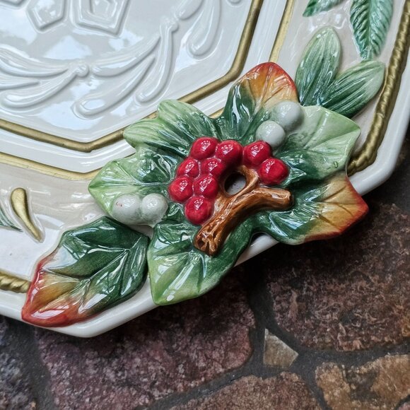 Fitz & Floyd Winter Wonderland Octagonal Holiday Plate, Embossed Festive Design - Picture 4 of 11